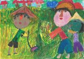 A medal to the school for their collection of paintings and drawings: Ly Ngoc Thuy Doung (7 years), Ha Noi Children´s Place, Hanoi, Vietnam