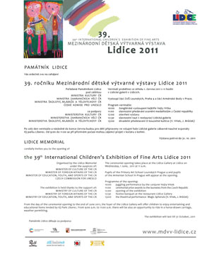 Pozvánka na vernisáž 39. ročníku MDVV Lidice 2011